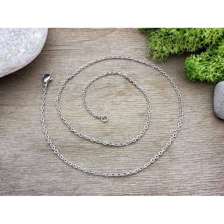 Ezüst színű acél nyaklánc 45 cm