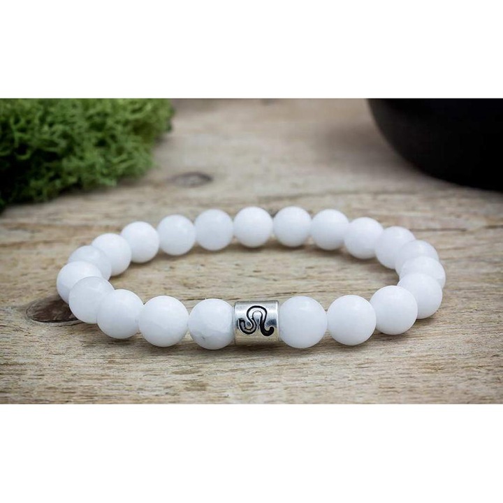 Oroszlán horoszkópos tejkvarc karkötő