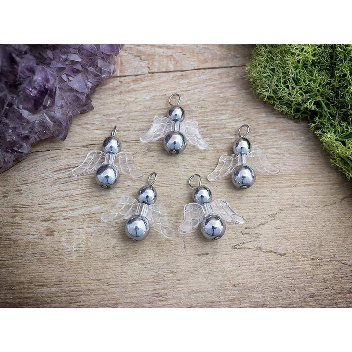 Kedvelt angyal hematit ásvány medál 5 dbos csomag