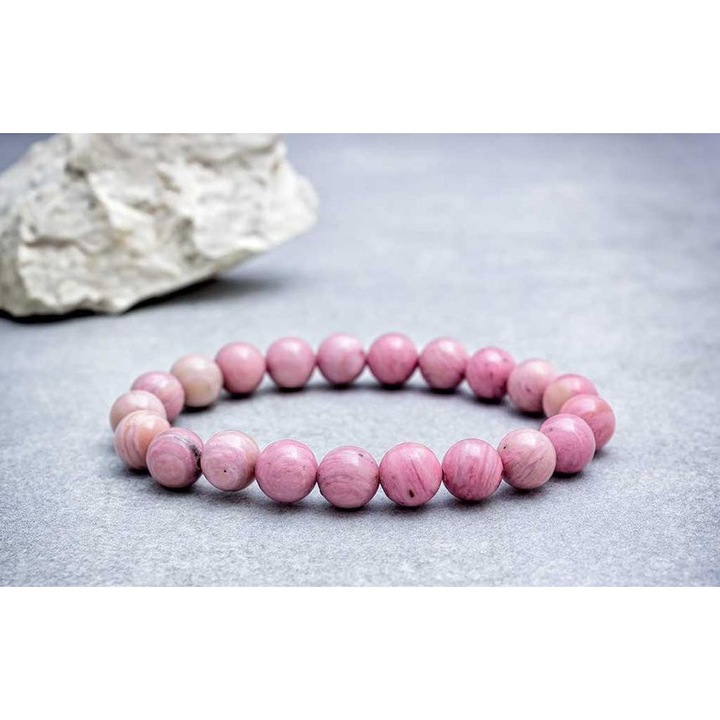 Гривна от минерал родонит тулит