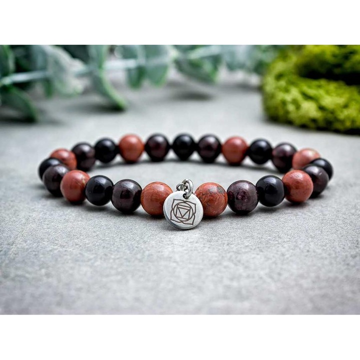 Bratara minerala cu pandantiv chakra radacina