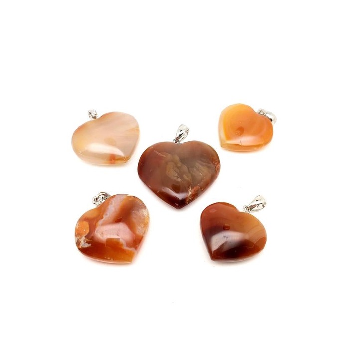 Pandantiv dama, R.M. ékszer, inima din carneol 3-4cm (MDG)