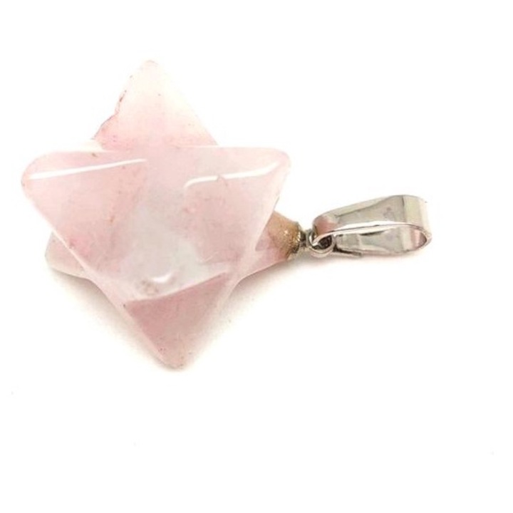 Merkaba medál Rózsakvarc 2x2cm