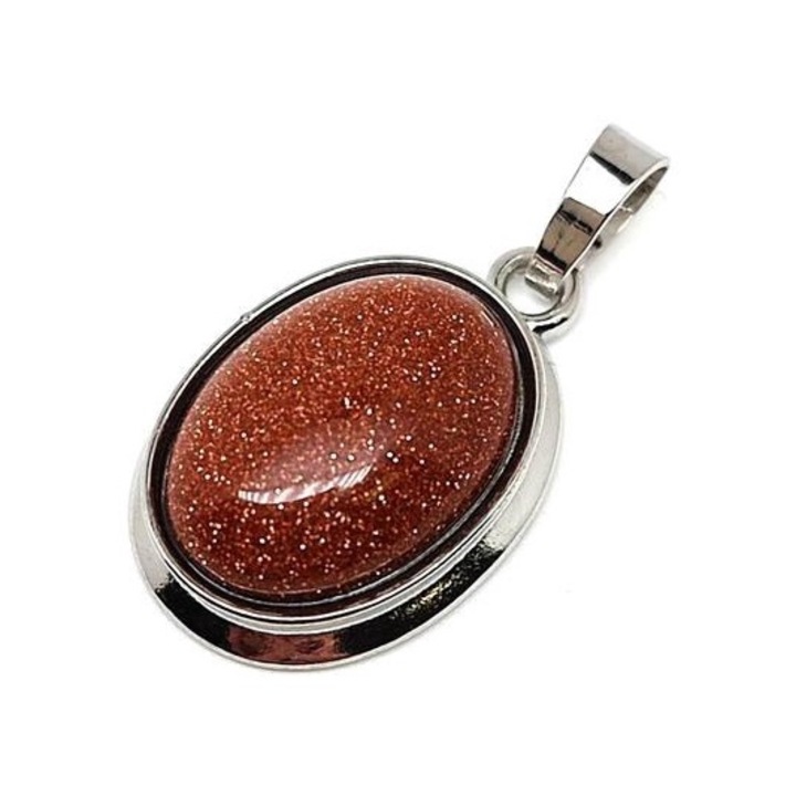 Ovális medál fém Goldstone vörös 1,5x2cm