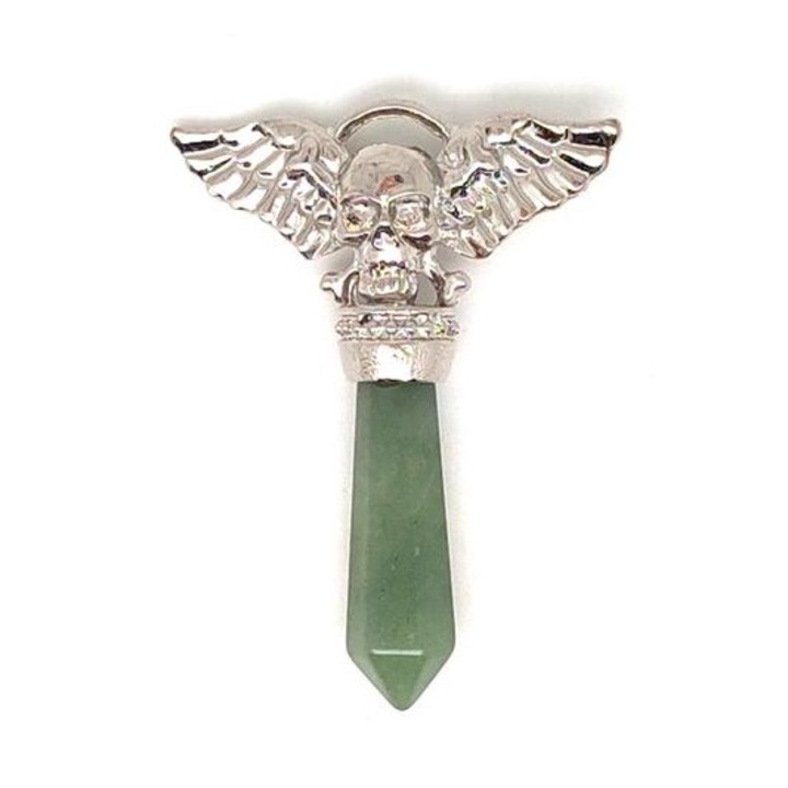 Висулка Череп с крила метален авантюрин 4.5 см