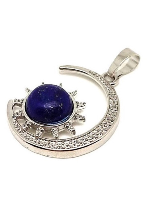 Bijuterie dama, R.M, Ekszer, Pandantiv luna-soare cu lapis lazuli metalic 25mm
