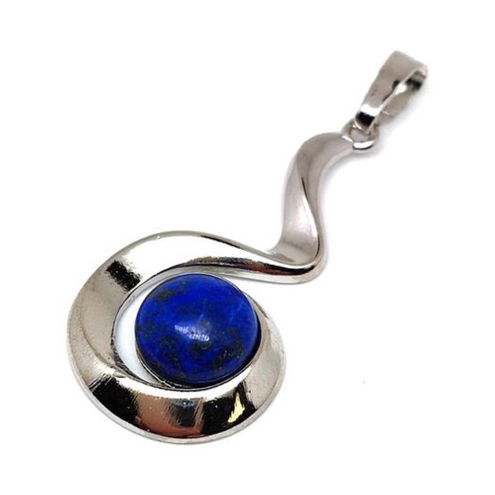 Метален медальон със спирала от лапис лазули 2x3.5 см