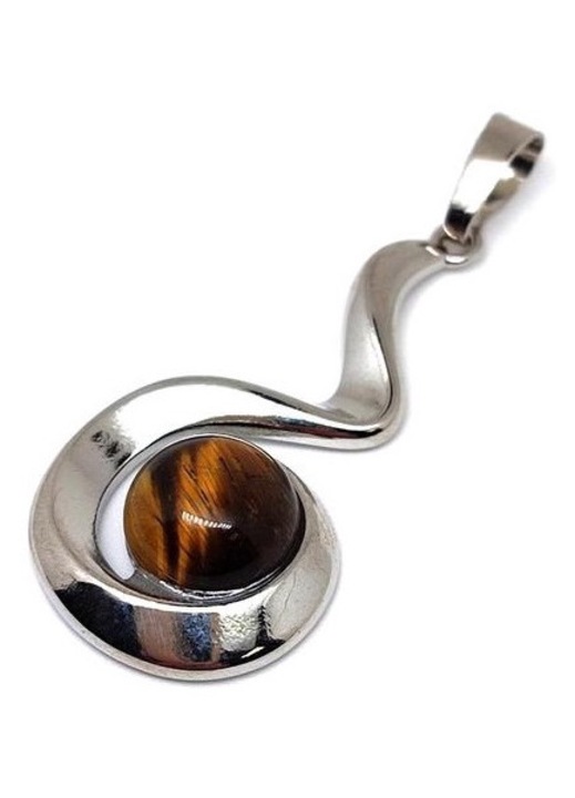 Bijuterie dama, R.M. Ekszer, Pandantiv spiralat metalic ochi de tigru 2x3.5cm