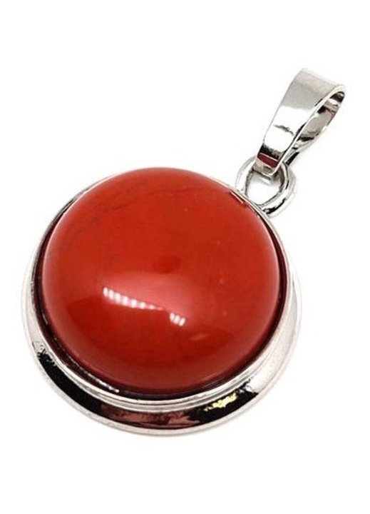 Pandantiv rotund metalic Jasper rosu 2cm, R.M. ékszer
