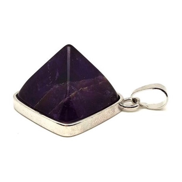 Piramis medál fémmel ametiszt 2x2cm