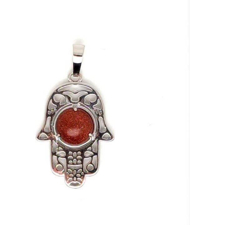 Pandantiv Mana Fatimei cu piatra aurie rosie din metal 2x3cm, R.M. ékszer