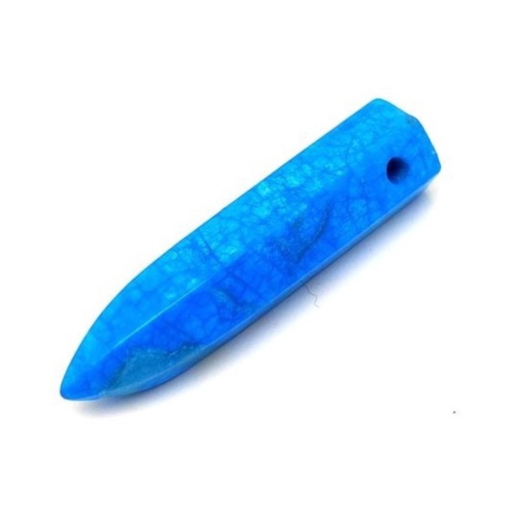 Pandantiv Howlit albastru cu varf gaurit si lustruit 35-45mm