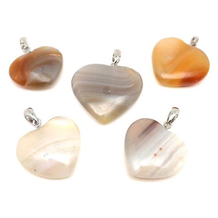 Висулка сърце с ахат, 3 см (MDG)