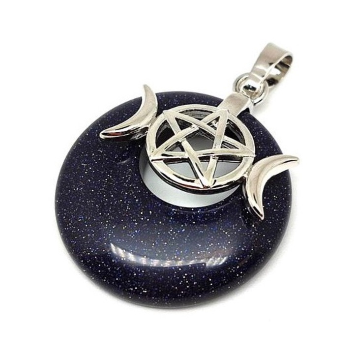 Fánk medál istennő Goldstone kék 3cm