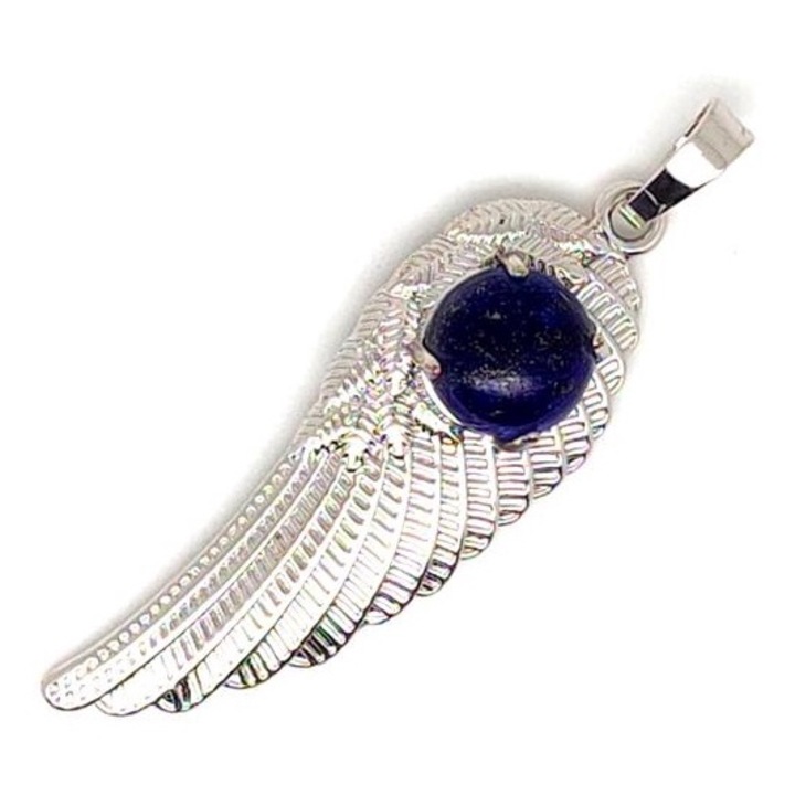 Pandantiv metalic cu aripi de inger, Lapis Lazuli 15x45mm
