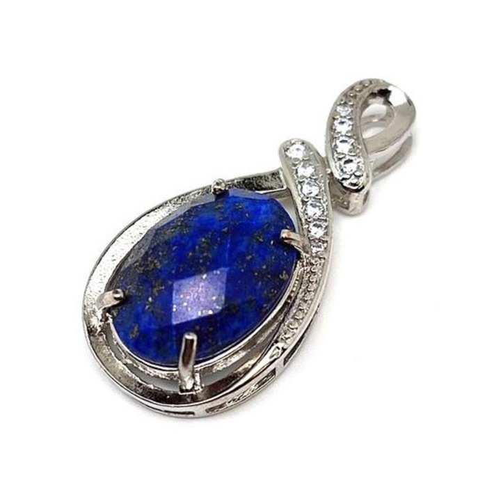 Pandantiv oval metal Lapis lazuli 2x4cm