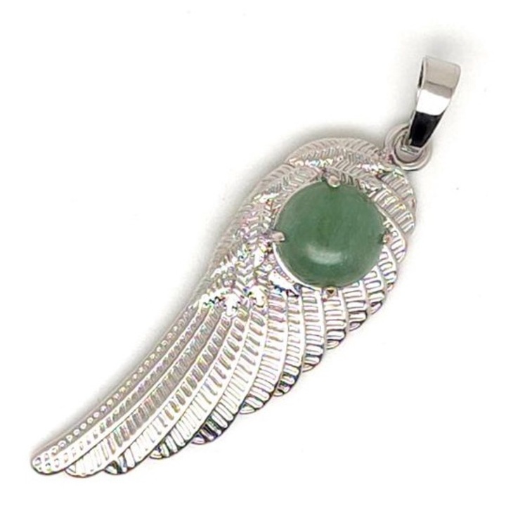 Angyalszárny fém medál aventurin 15x45mm