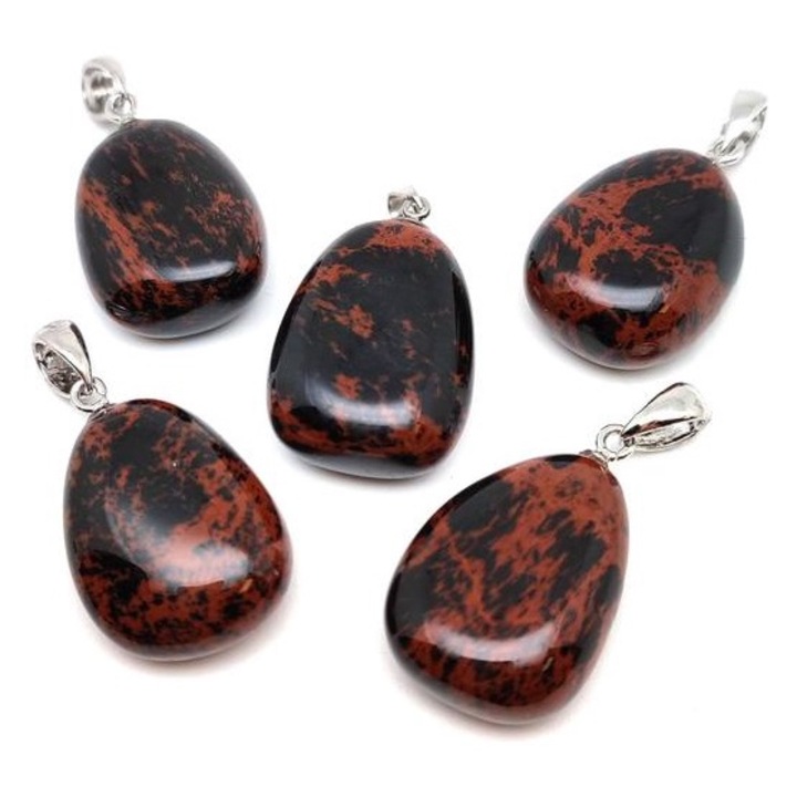 Висулка от обсидиан и махагон 20/25 мм