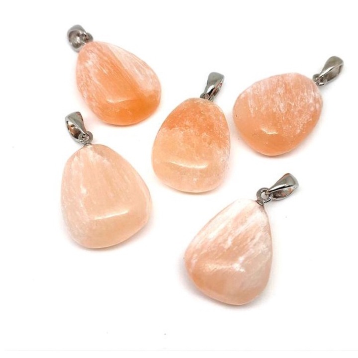 20/25mm Szelenit narancs csepp medál