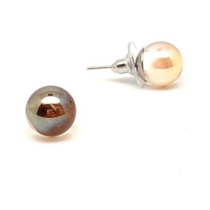 Cercei cu bila din aur si cuart aura 8mm, R.M. ékszer