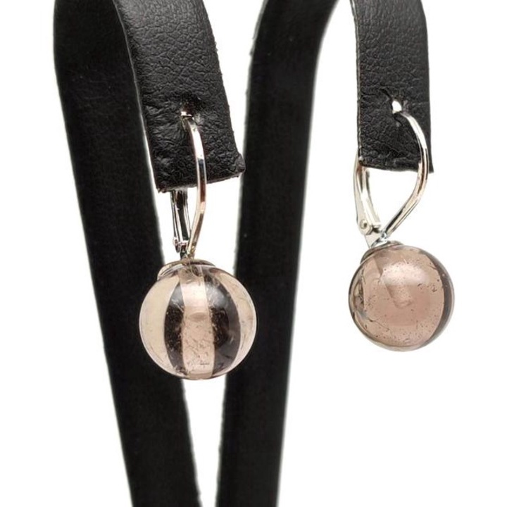 Обеци топче от опушен кварц със закопчалка 10-10.5 мм