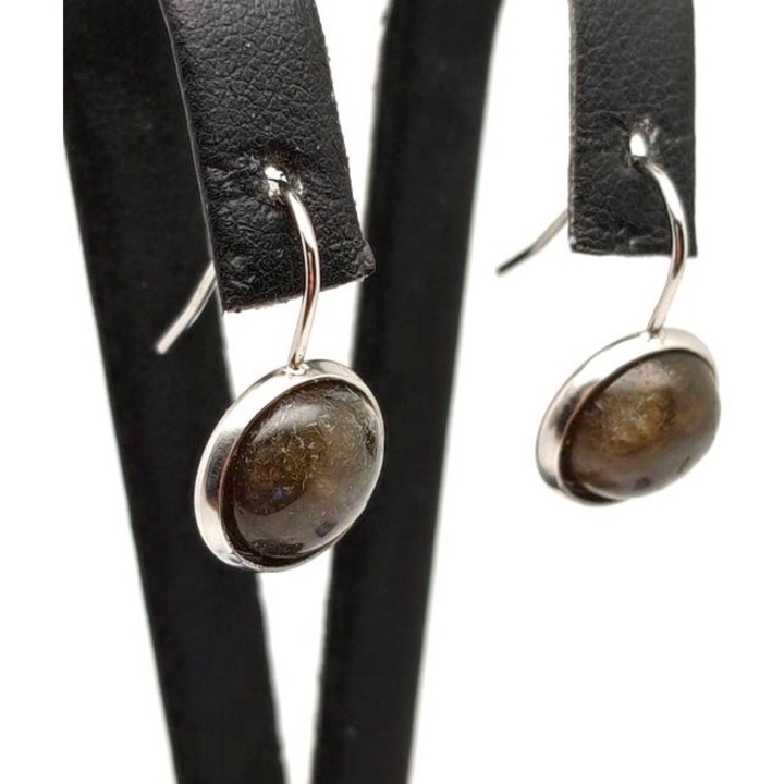 Обеци с лабрадорит и метална рамка 12 мм