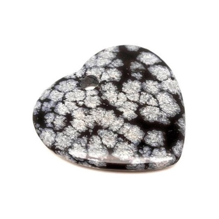 Обсидиан, Прободено сърце от снежинка, 35x35 мм