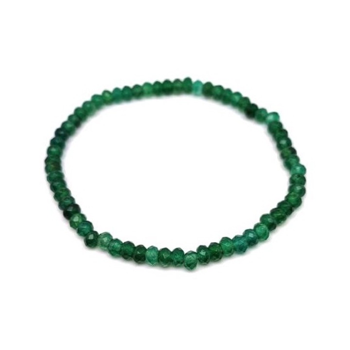 Bratara cu disc verde mediu fatetat cu agat 4x3mm