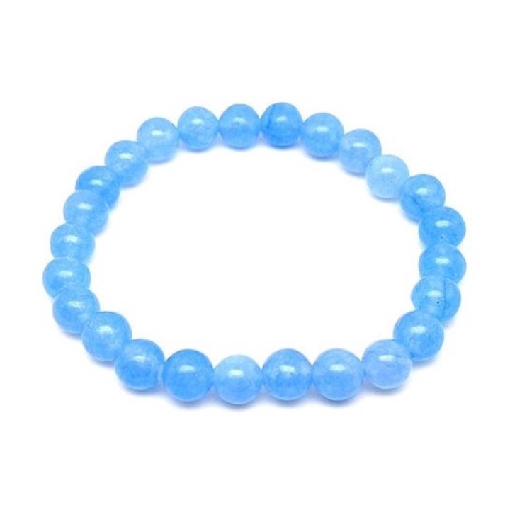 Bratara pentru copii cu minge, culoarea jadului, albastru deschis, 6 mm