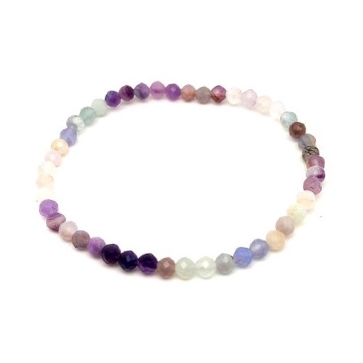 Гривна с фасетирана топка в цвят микс от зелено и лилаво 4 мм