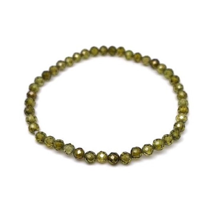 Bratara cu bile verde inchis fatetate din zirconiu 4mm