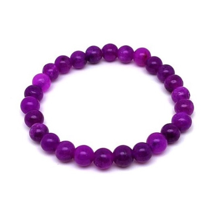 Bratara pentru copii cu minge violeta, de culoarea jadului, 6 mm