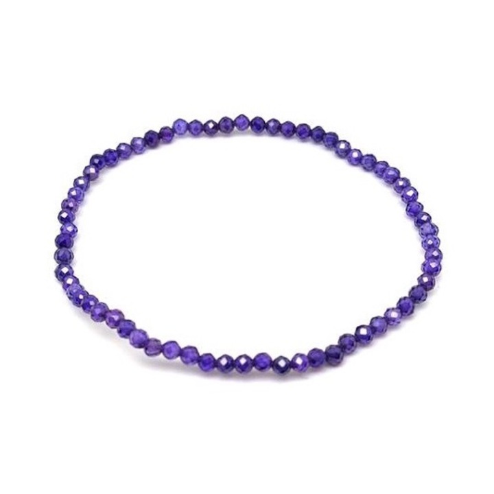 Cirkon fazettált sötétlila golyó karkötő 3mm