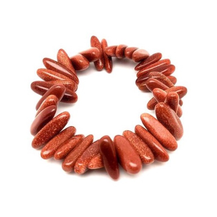 Bratara Goldstone cu aschii lungi rosii R.M. ékszer, 14-20x4-7mm