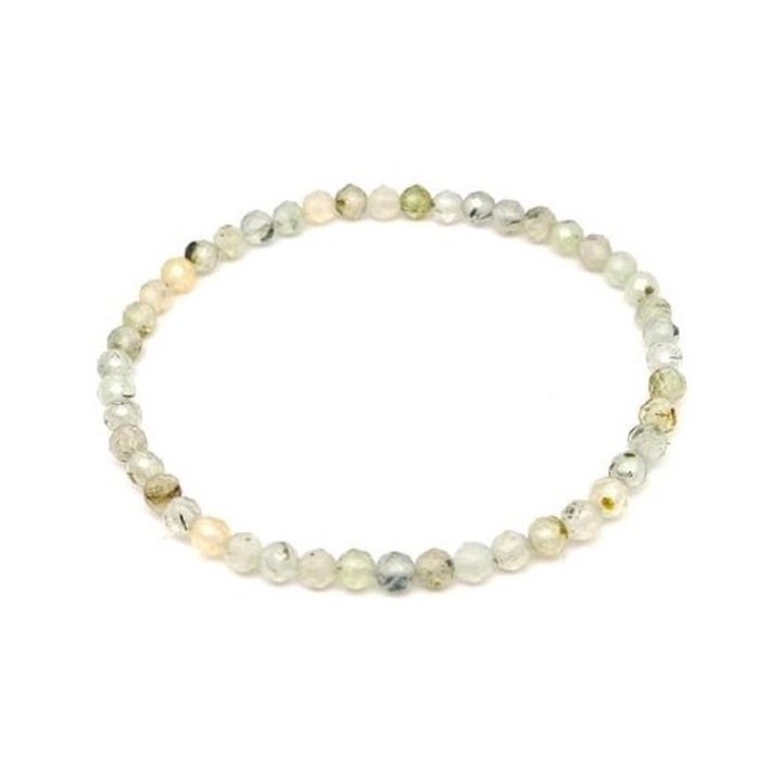 Bratara cu prehnit fatetat, cu bile colorate, 4 mm