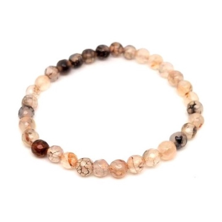 Ахатова огнена фасетирана сива топка рамо 6 мм