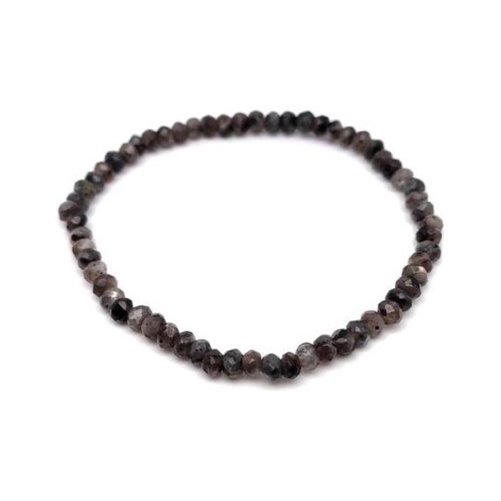 Гривна с дискове от ахат, цвят сив огнен фаз, 4x3 мм