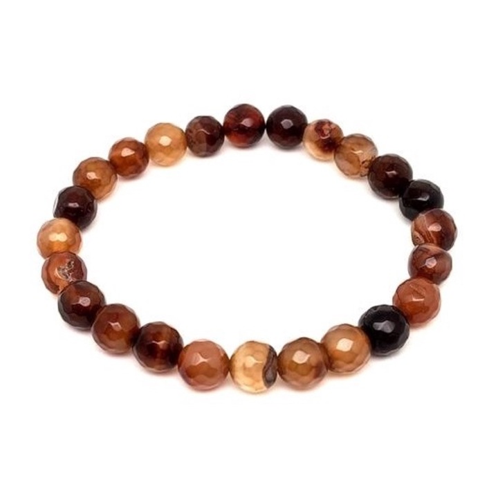 Ахатово фасетирано рамо с цветна кафява топка 8 мм