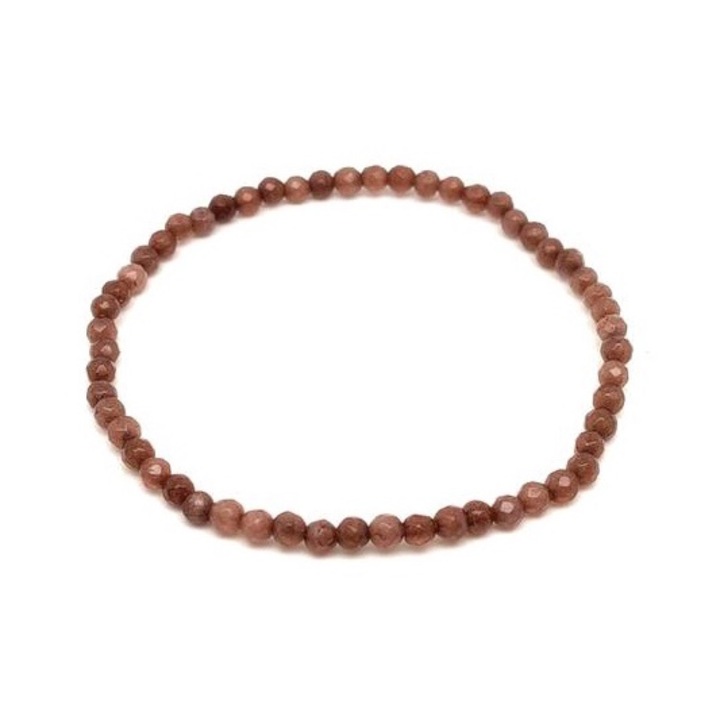 Ахатово фасетирано рамо с цветна кафява топка 3-4 мм