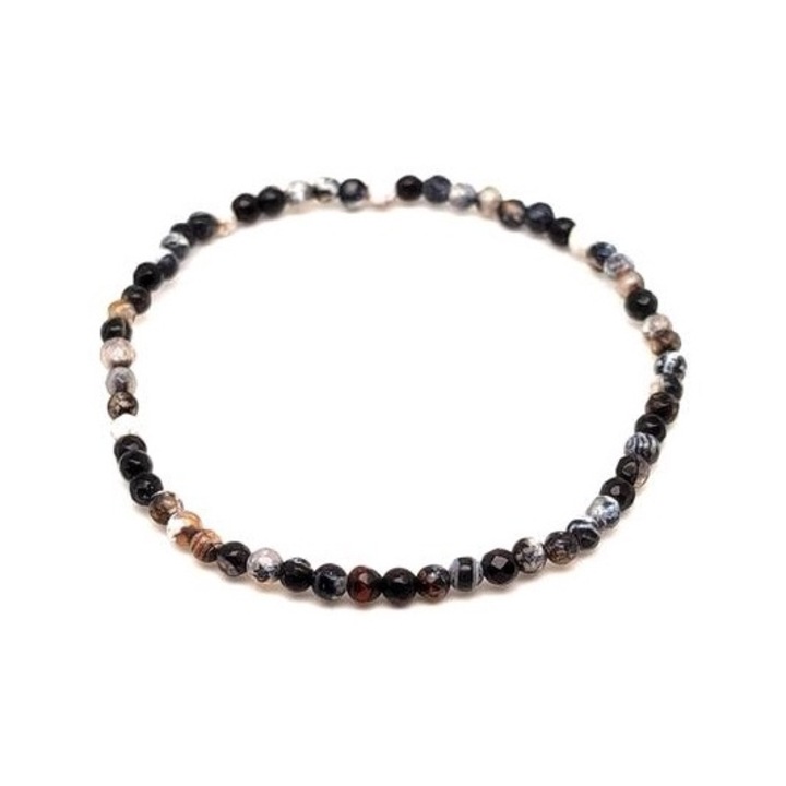 Ахатова огнена фасетирана черна топка с рамо 3-4 мм