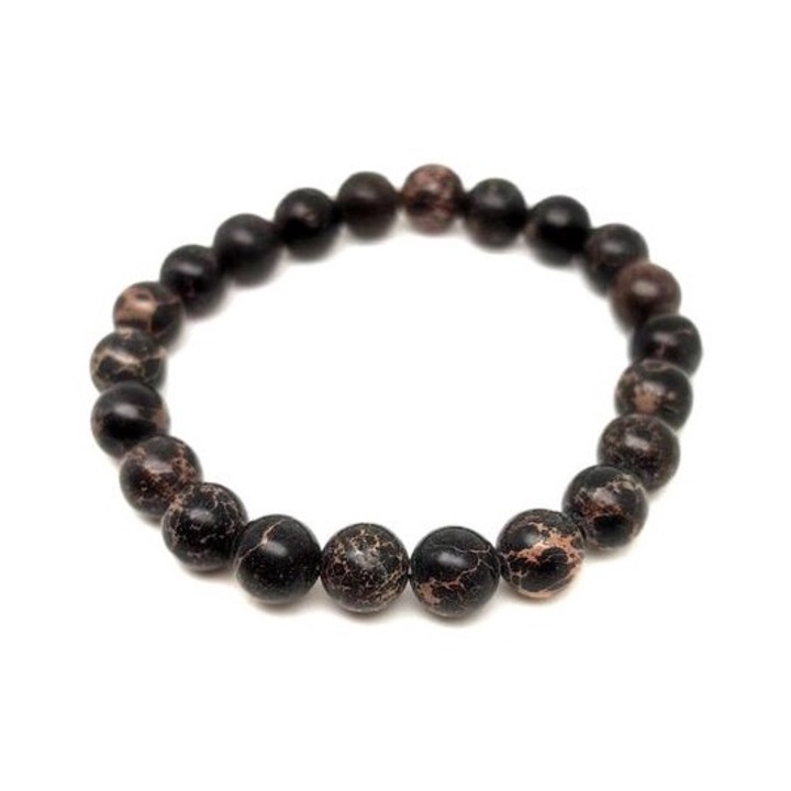 Bratara cu bile negre colorate in regalit R.M. ékszer, 8-9mm