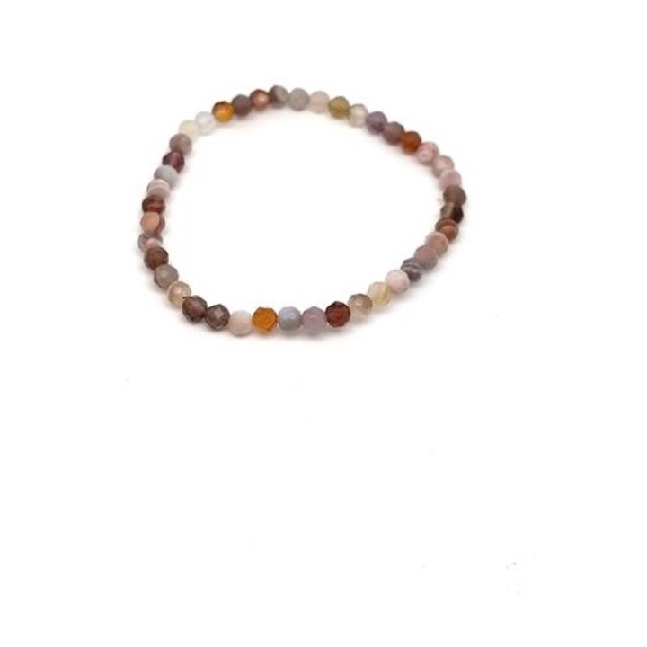 Bratara cu agat Botswana cu bile fatetate 4-5mm