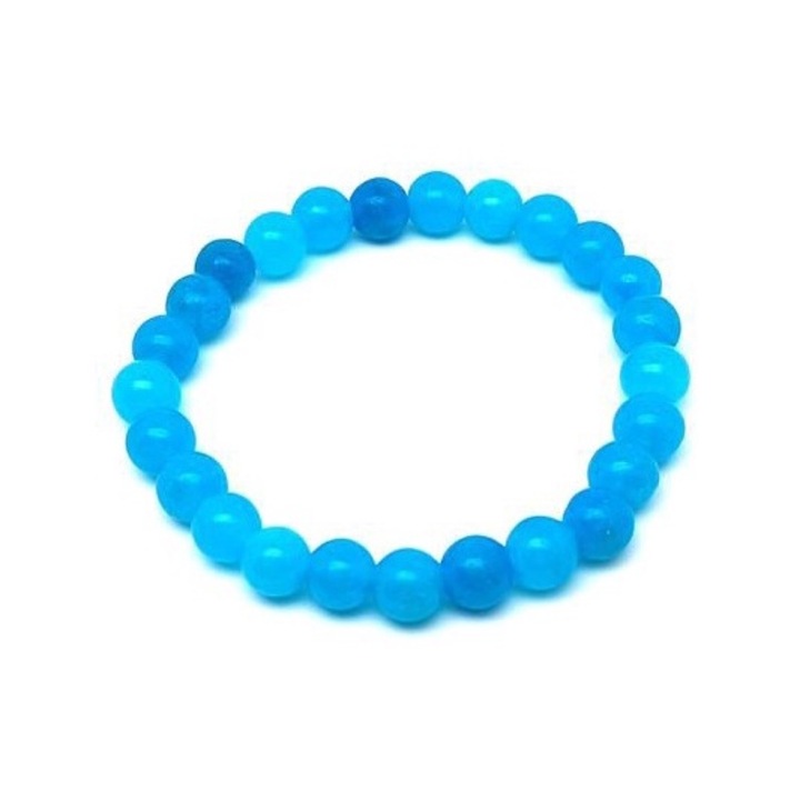Bratara pentru copii cu minge de culoarea jadului, albastra, 6 mm