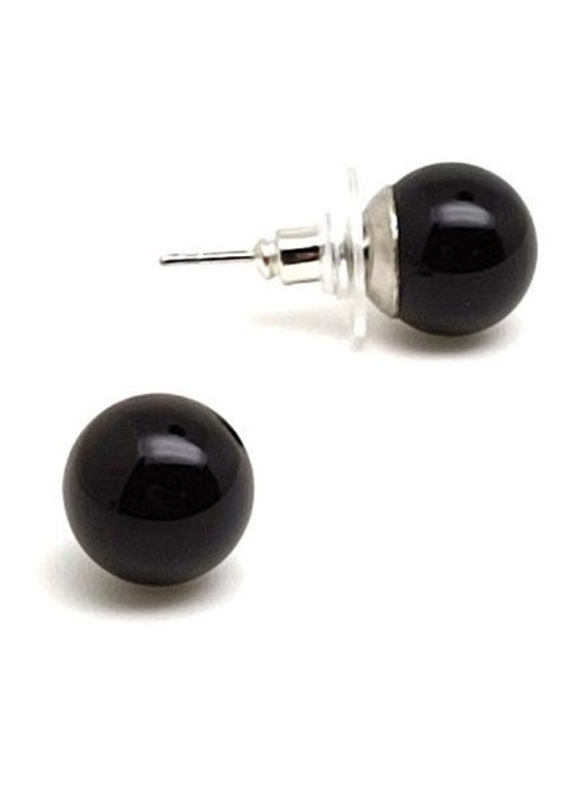 Bijuterie dama, R.M. Ekszer, Cercei cu bila de obsidian 10mm