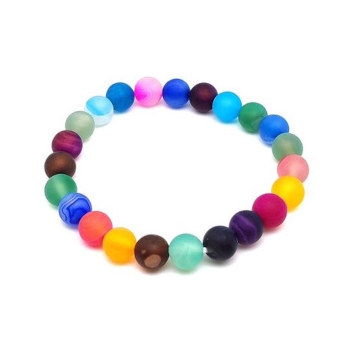 Bratara cu agat, culoare mata, cu bile mixte, 8 mm, R.M. ékszer