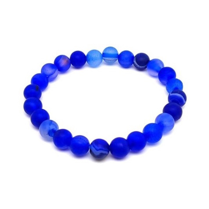 Ахатова матова лента с синя топка, рамо 8 мм