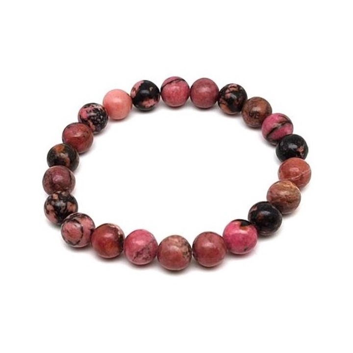 Bratara cu bile de rodonit R.M. ékszer 8mm
