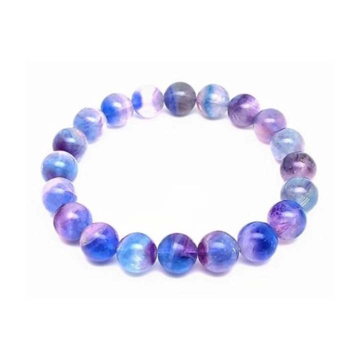 Fluorit szivárvány golyó karkötő 10-11mm
