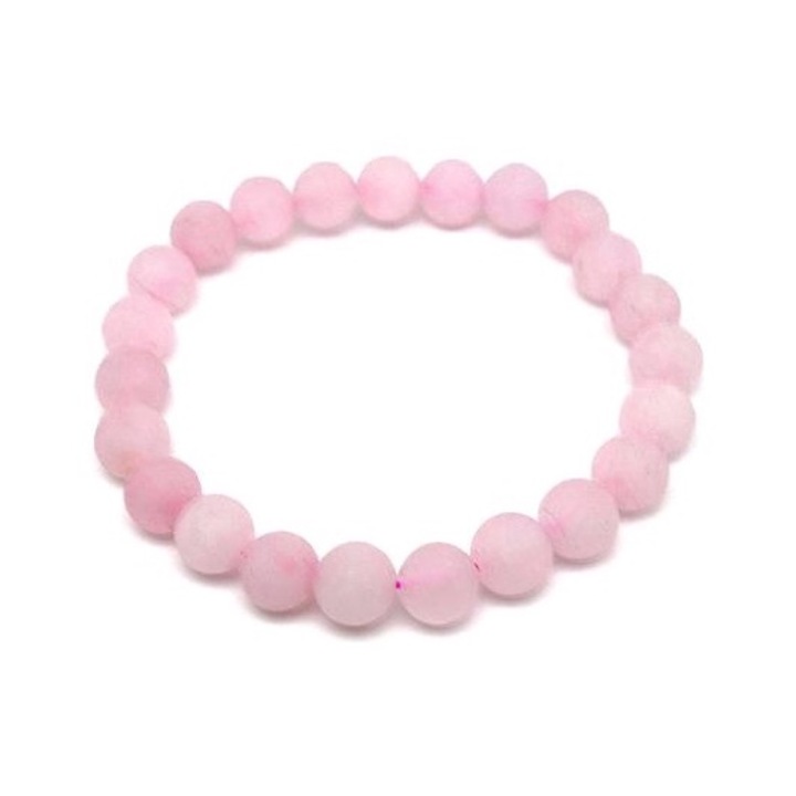 Bratara cu sfere mate din cuart roz 8-9mm