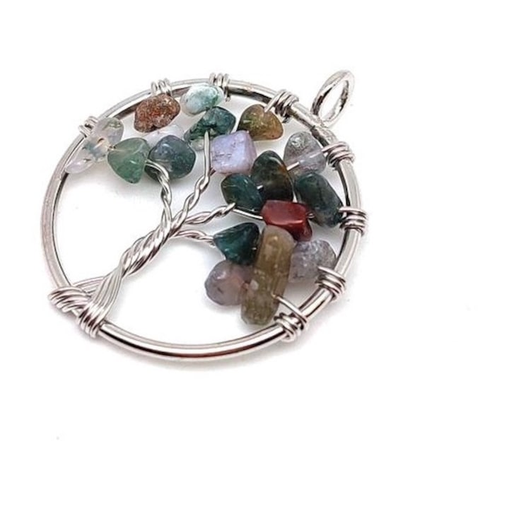 Висулка Дървото на живота с жичен индийски ахат 3 см